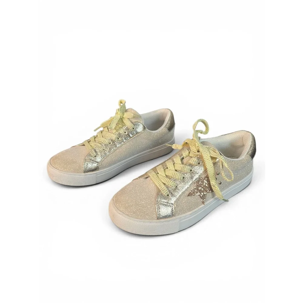 Hey Girl by Corkys Supernova Gold Star Glitter Metallic Sneakers Womens Size 7